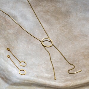 Gold hanging earrings, gold swing earrings, long minimal earrings, light earrings gold, 14 Carat geometric earrings, discreet image 7