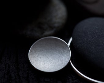 Domed circle necklace silver, Matte round disk pendant, Circle necklace 925 silver matte, minimalist silver necklace, ø 19mm