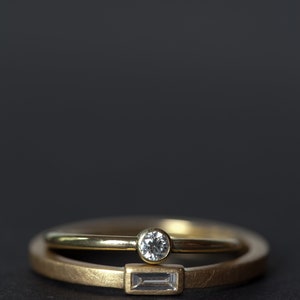 White diamond ring 14k gold, engagement ring brilliant, delicate gold ring white stone, minimal diamond ring, matt gold, white diamond ring image 9