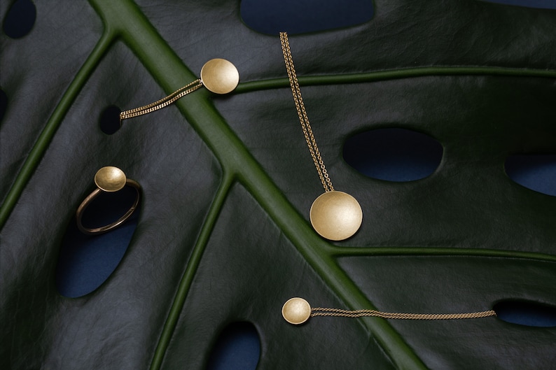 14k Gold Necklace Matte Gold Necklace 14k Girlfriends Gift Etsy