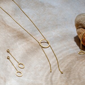 Gold hanging earrings, gold swing earrings, long minimal earrings, light earrings gold, 14 Carat geometric earrings, discreet image 9