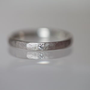 Delicate diamond ring silver Berlin, silver diamond wedding ring, brilliant engagement ring, fine silver ring with brillant diamond, white image 2