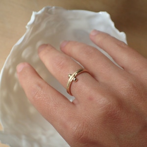 Gold Pebble Ring, 14k bead ring, minimalist Ring, single bead gold ring, gold dot ring, gold minimal jewelry, one bead ring, stacking ring image 9