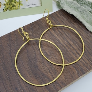 Gold Tone Round Hammered Wrapped Hoops in 6 sizes