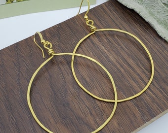 Gold Tone Round Hammered Wrapped Hoops in 6 sizes