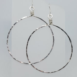 Sterling Silver Round Hammered Wrapped Hoops in 6 sizes