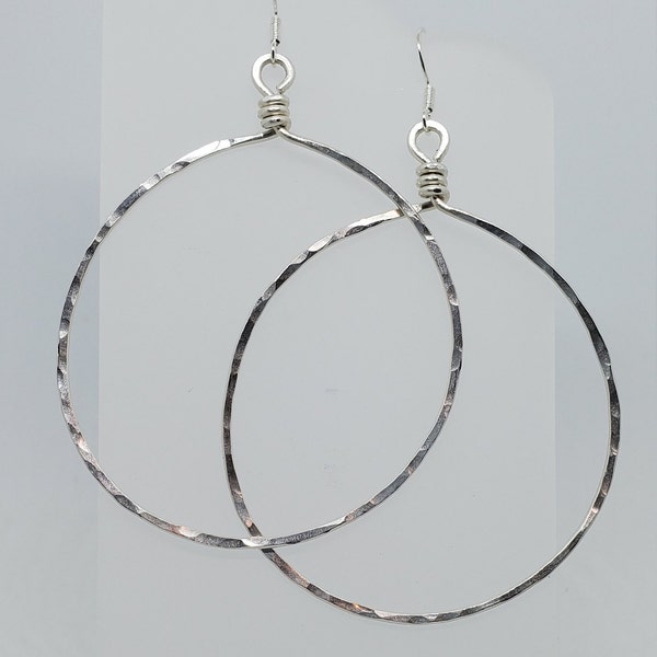 Sterling Silver Round Hammered Wrapped Hoops in 6 sizes