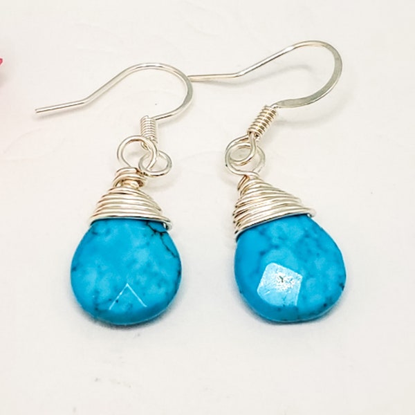 Hand-Wrapped Magnetite Turquoise Teardrops