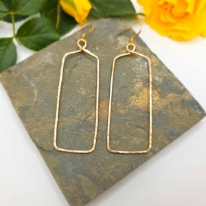 Hammered Rectangle Earrings: Lightweight, Minimalist Jewelry, Gold, Silver, Vintage Bronze, Gunmetal, Bronze, Copper
