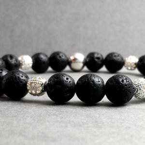 Women's Lava Bead and Filigree Stretch or Clasp Bracelet