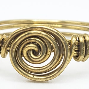 Gold Hand-wrapped Swirl Ring made with your choice of yellow brass or 14k gold filled
