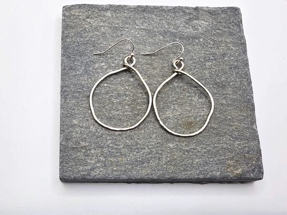 Imperfect Round Hoops, Everyday Wear, Minimalist Handcrafted Silver Hoops