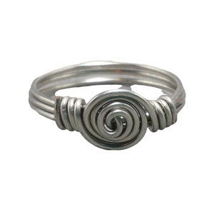 Hand-wrapped Swirl Ring in Silver Tone or 925 Sterling Silver