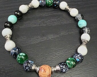 Green, White, and Turquoise Bracelet