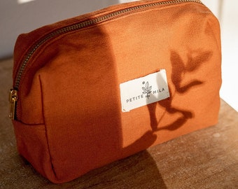 Organic cotton terracotta toiletry bag