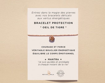 Bracelet oeil de tigre, bijou pierres naturelles PROTECTION, bracelet de souhait