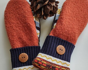 Upcycled wool sweater mittens, mittens, gloves, gift for her, winter accessories, accessories, made in Michigan, holiday gift