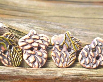Acorns- Handmade Stoneware Button Set