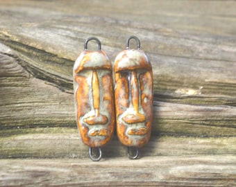 Moai- Handmade Porcelain Bead Connectors