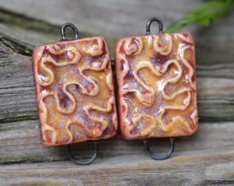 Brain Coral - Handmade Porcelain Bead Connectors