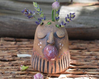 Small Earthy Handmade Stoneware Vase