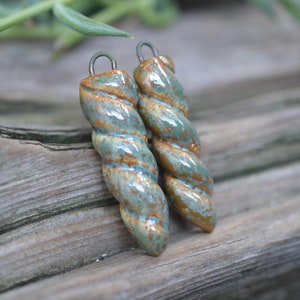 Earthy Handmade Porcelain Twisted Beads