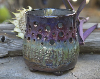 Dusk in the Woods-  Handmade Stoneware Luminare