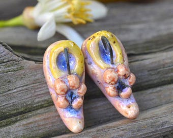 Little Fairy Slippers- Handmade Porcelain Bead Pairs