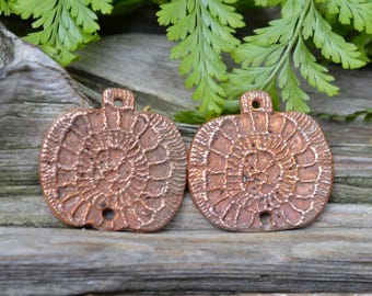 Assorted Handmade Copper Pumpkin Charm Connectors