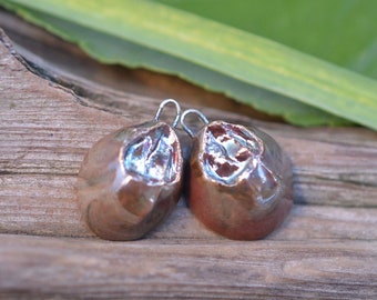 Barnicles-  Handmade Porcelain Raku Bead Pair