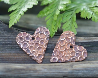 Valentine Hearts-  Handmade Copper Charms