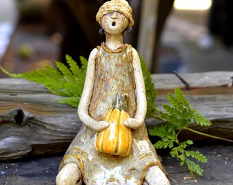 Molly's Bounty- Handmade Stoneware Seasonal Figurine
