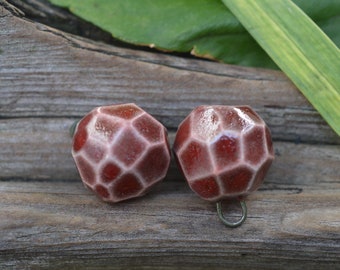 Raku Gems-  Handmade Faceted Raku Bead Pair