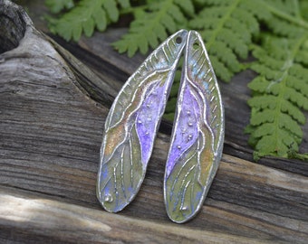 Pixie Wings-  Handmade Painted White Copper Components