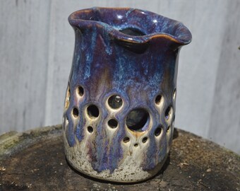 Handmade Drippy Ruffled Stoneware Luminary