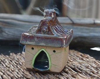 Nasturtium House-  Handmade Stoneware Incense House