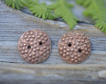 Winter Berries- Small  Handmade Copper Button Pair