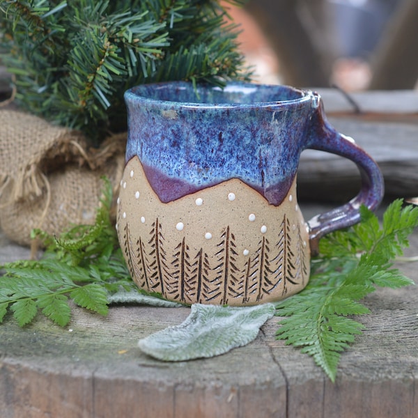 Mountain Lover Mug-  Earthy Hand Built Stoneware Mug