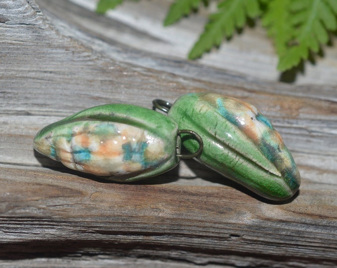 India Raku Indian Corn- Handmade Porcelain Raku Bead Pair - Etsy
