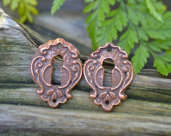 Escutcheon- Handmade Rustic Copper Charms