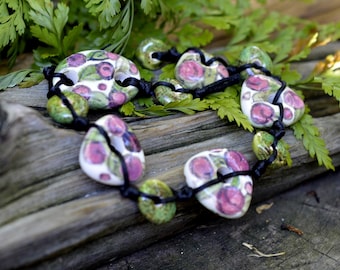 Summer Fruit- Hand Painted Porcelain Bead Set