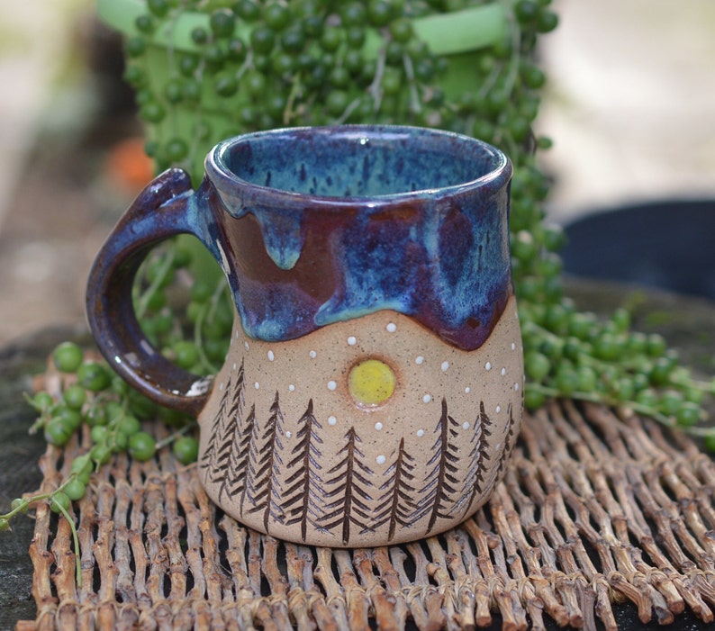 Mountain Lover's Mug Rustic Handmade Stoneware Mug image 1