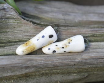 Cheetah- Handmade Porcelain Spike Bead Pair