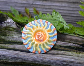 Radiant Sun- Handmade Stoneware Focal Bead