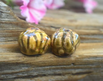 Organic Handmade Porcelain Bead Caps