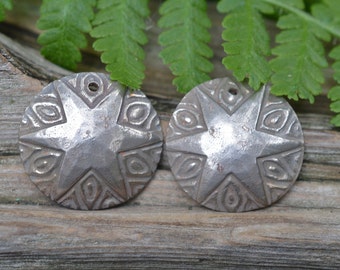 Western Star-  Handmade Domed White Copper Charms