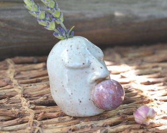 Blowing Bubbles - Kleine handgefertigte Steingut Mini Vase