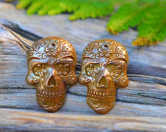 Sugar Skulls- Handmade White Iron Charms
