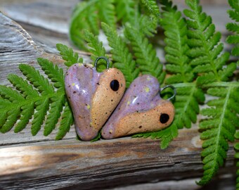 Yin Yang Hearts- Handmade Double Sided Puffy Heart Bead Pair