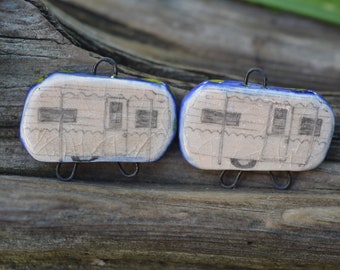 Camping Trailer! - Handmade Porcelain Bead Connectors